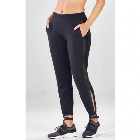 Fabletics Kara Ankle Tie Satin Stripe Jogger Pants - Picture 1 of 6